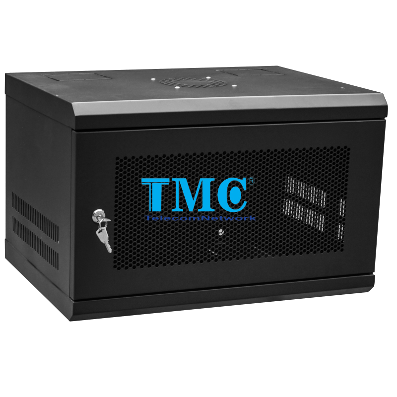 Tủ rack 6u, tủ mạng 6u Treo Tường Giá Rẻ TMC-6U Sâu D600, Cửa Lưới- Màu đen