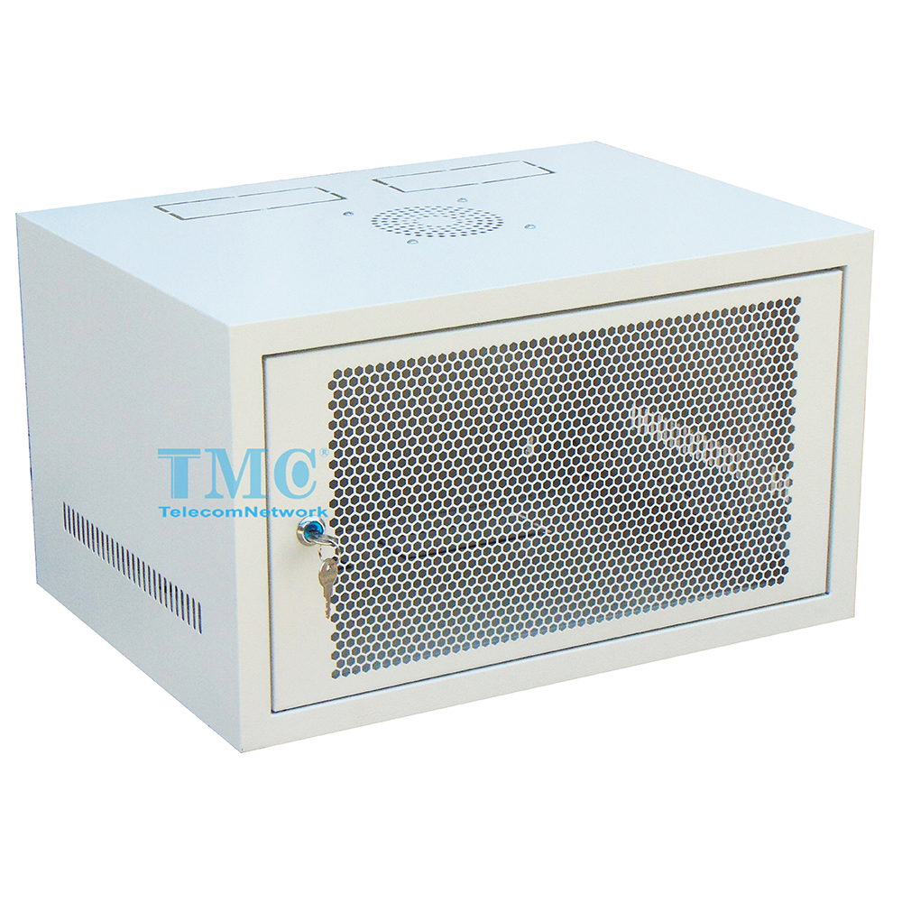 Tủ Rack, Tủ Mạng 6U Treo Tường D500, Cửa Lưới, Màu Trắng – TMC Rack 19”