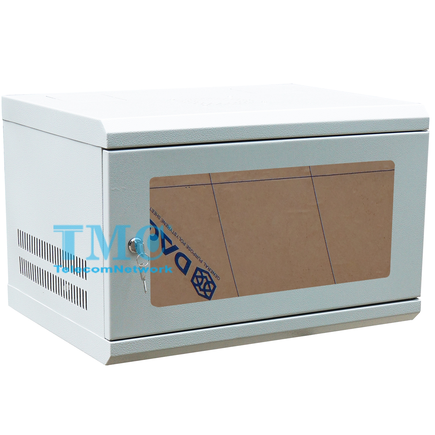 Tủ Mạng 6U Treo Tường D400, Cửa Mica, Màu Ghi- TMC Rack 19”