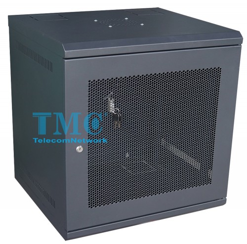 Tủ Mạng 9U Treo Tường D600 Cửa Lưới, Màu Đen-TMC Rack 19”