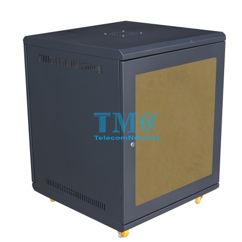 Tủ Mạng 12U Để Đất D600  Cửa Mica, Màu Đen- TMC Rack 19”